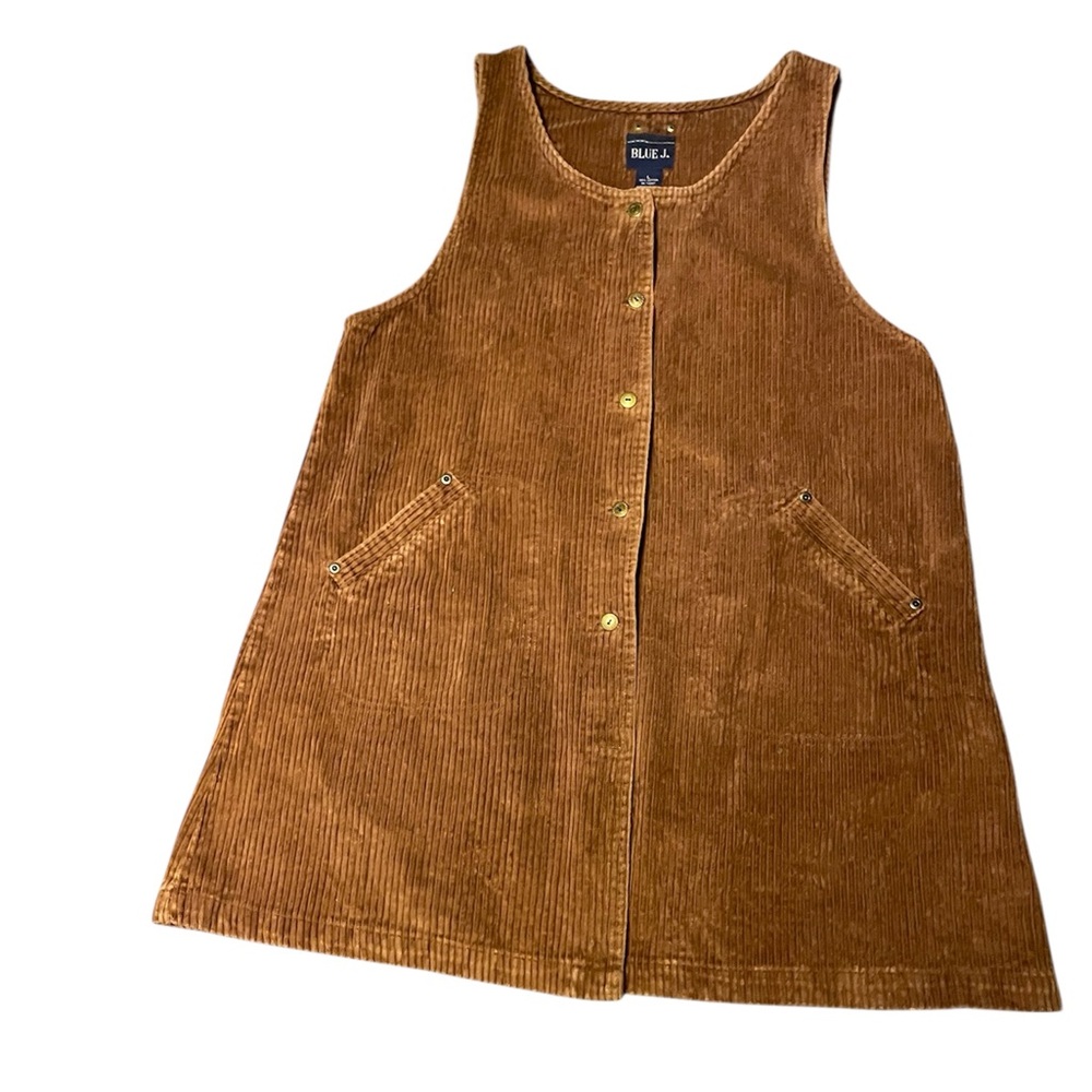 Blue J Vintage‎ Brown Corduroy Button Up Tank Dress or Long Vest Size L